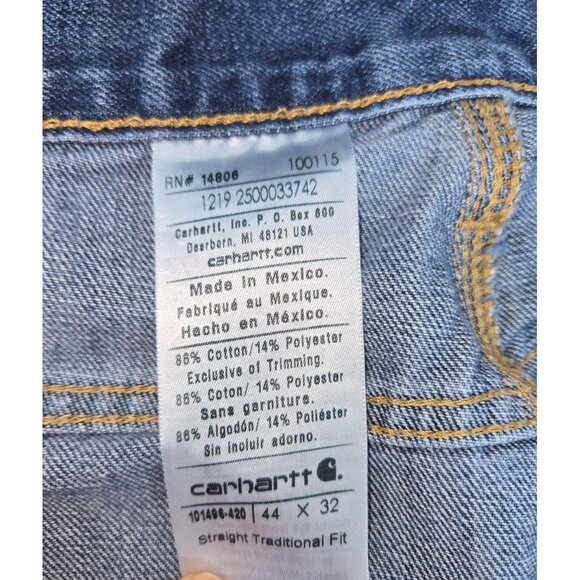 Carhartt Mens Durable Straight Traditional Fit Jeans 44x32 - Picture 4 of 8